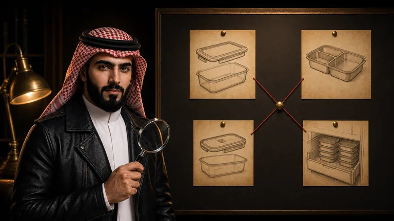 المحقق توفير أمام لوحة أدلة تقارن أنواع حافظات تحضير الطعام