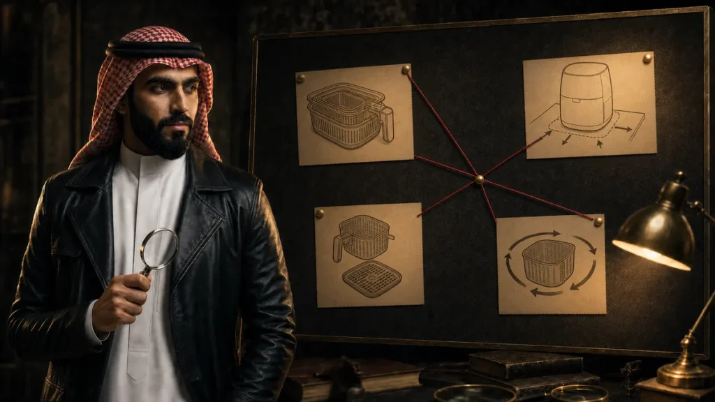 المحقق توفير أمام لوحة أدلة توضح معايير اختيار القلاية الهوائية