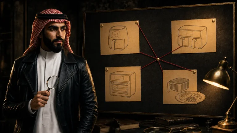 المحقق توفير أمام لوحة أدلة تقارن القلايات الهوائية المناسبة للعائلة